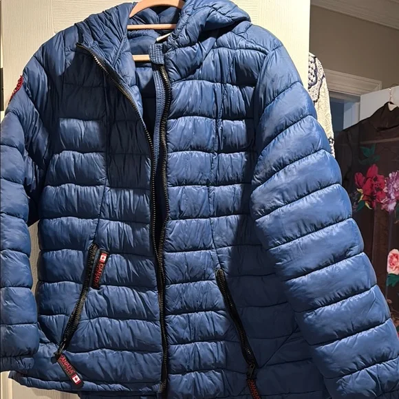 Blue Quilted Hooded Jacket - Picture 1 of 3